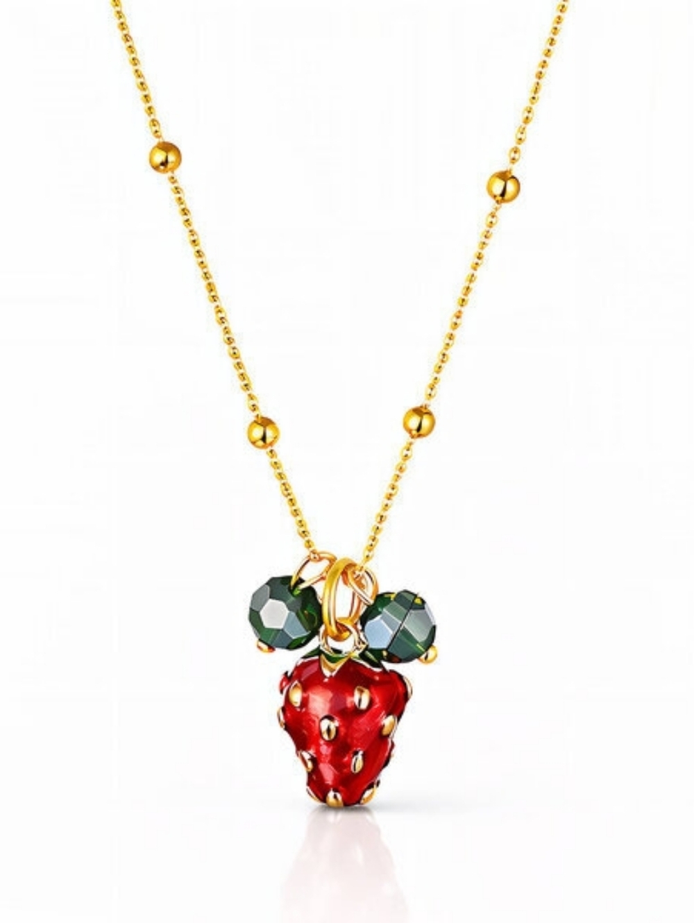 Strawberry" Necklace, 18K Gold Plated Steel